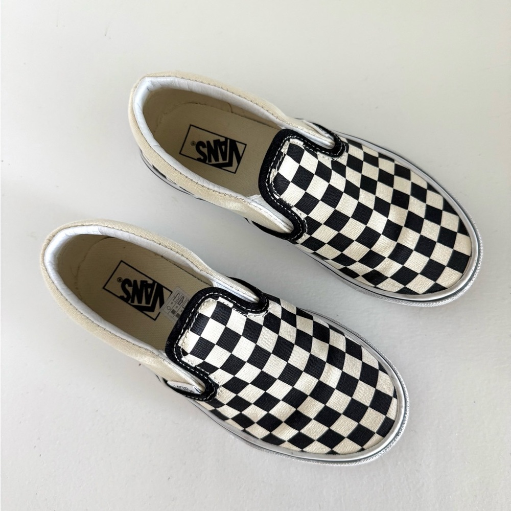 Kids Vans Black and White Checkerboard Slip-Ons Size 1.5